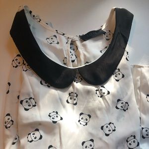 Peach Love Plus Size Panda Blouse 1X EUC